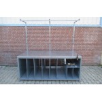 Werktafel, werkbank, 214cm x 106cm. Met RVS blad. Gebruikt.